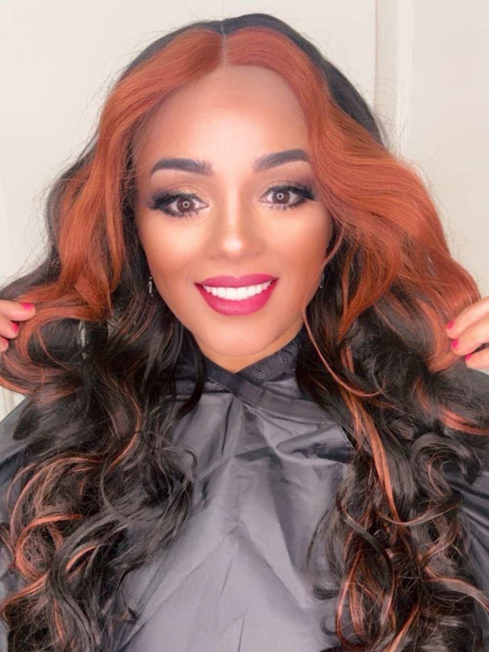 Black and Copper Two-Tone Lace Front Wig - Sleek Wave Style